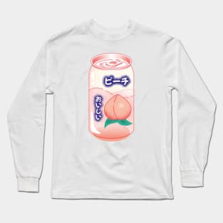 Peach Soda Can Japanese Soft Drink Kawaii Soft Pastel Pop Art Retro Summer Vibe Long Sleeve T-Shirt